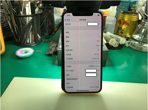 iPhoneX摔后手机无基带，屏幕有绿线维修 图2
